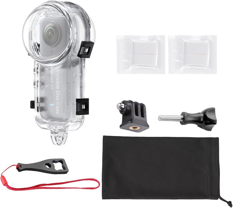 Sruim Insta 360 X3 Invisible Dive Case, Splash Prevention Housing Waterproof Up to 50m (164ft) Underwater Dive Protective Shell for Insta360 X3 with Bracket Accessories - Image 1